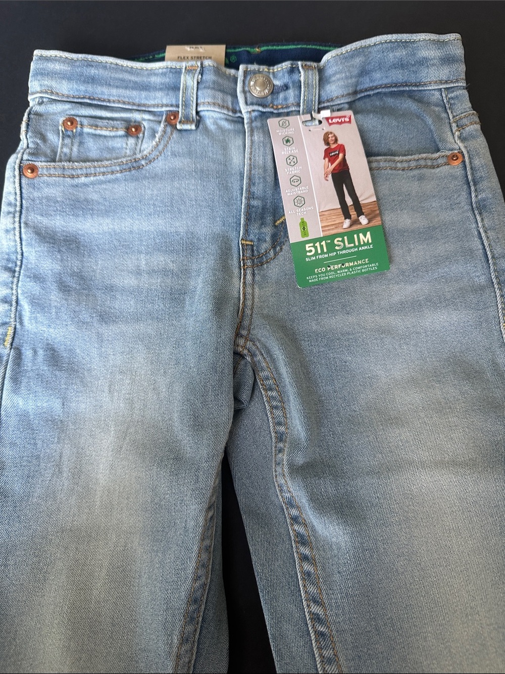 Levi's Light Wash Kids 511 Slim Jeans SOFT STRETCH ECO PERFORMANCE - Picture 4 of 11